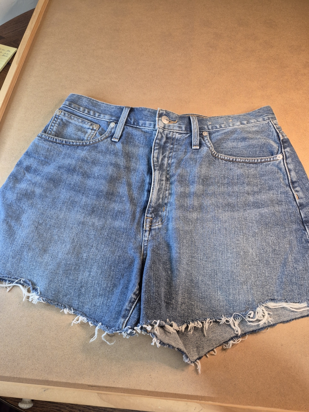 Madewell Distressed Light Blue High-Rise Denim Shorts